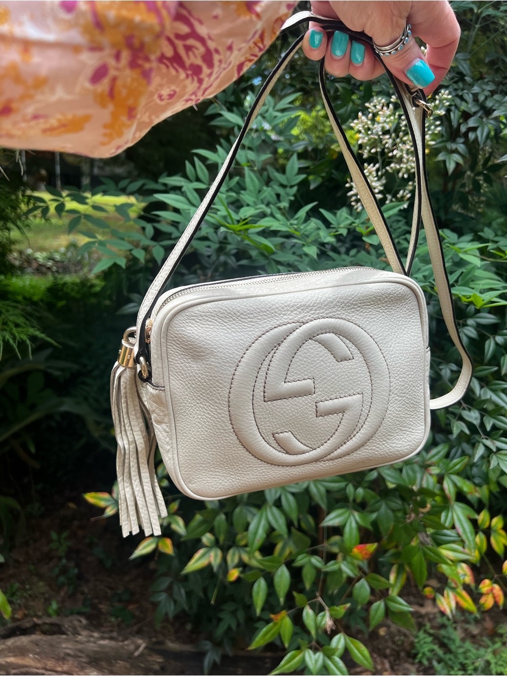 Gucci Off-White/Cream Soho Leather Disco Crossbody Bag with Tassel - Picture 5 of 13